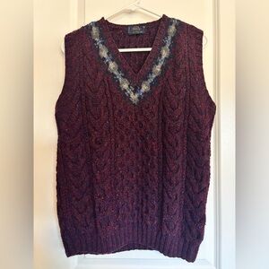 Vintage Wool Maroon Cable Knit Sweater Vest